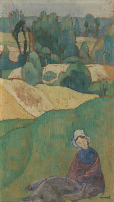 Woman Sitting in a Field by Emile Bernard